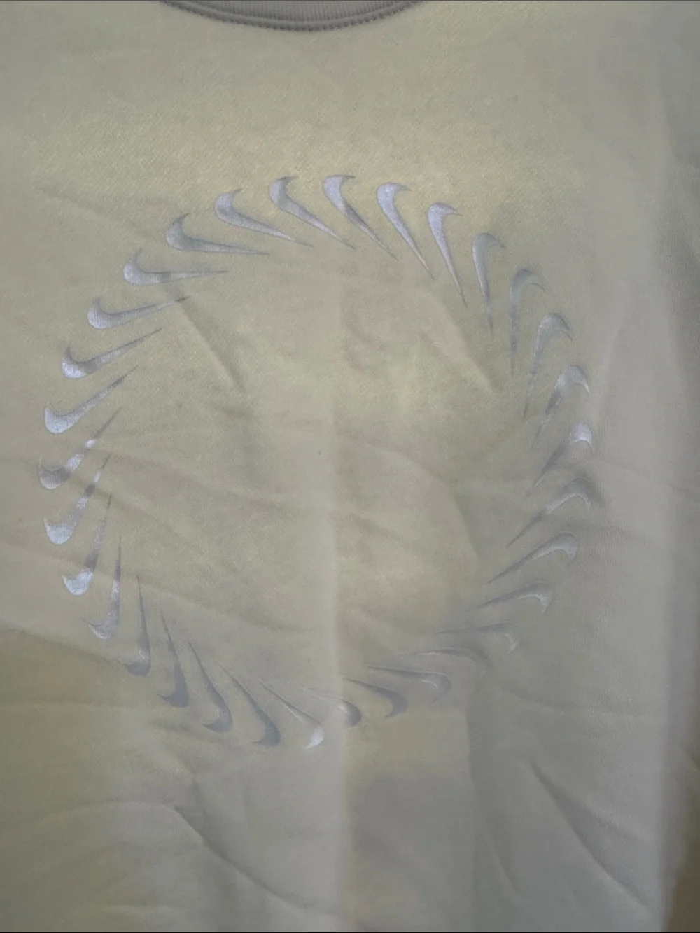 Nike Cream Crewneck Sweatshirt with Subtle Reflective Swoosh Circle